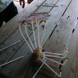 Jelly beans balanced on straws stuck in a potato... Yah!