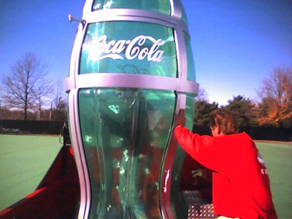 Jess in the Coke prize wind tunnel/bottle
